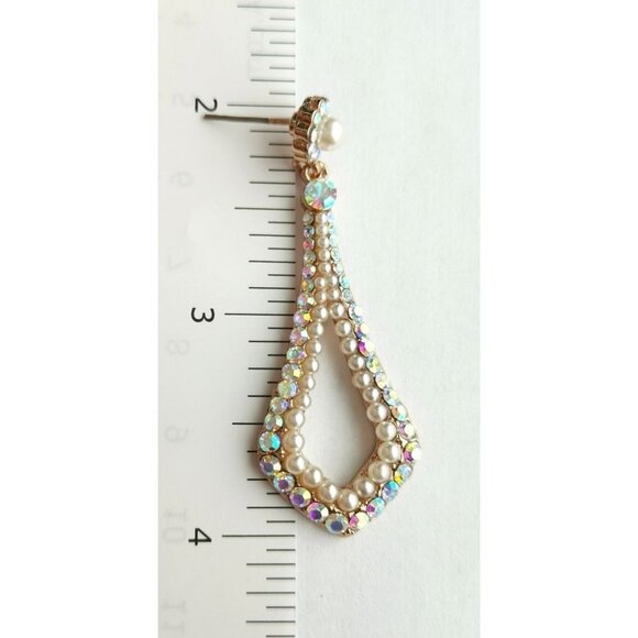 NWT Pearl and A/B crystal dangle drop earrings - Picture 3 of 4
